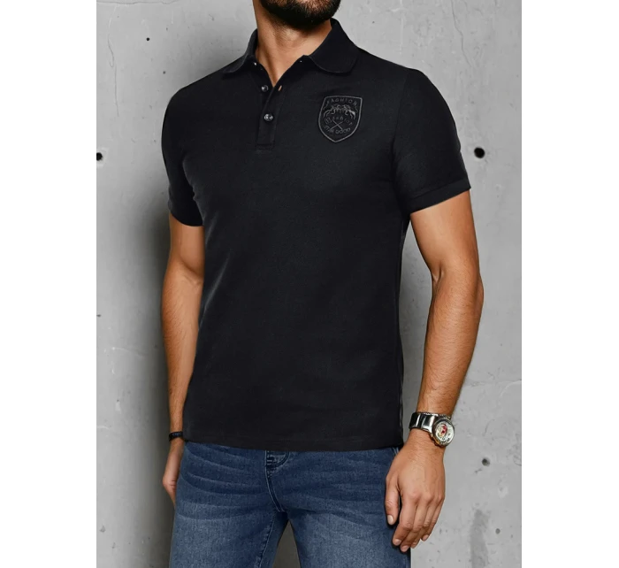 Pánská polokošile s nášivkou černá Dstreet PX0624 Pánská polokošile s nášivkou černá Dstreet PX0624