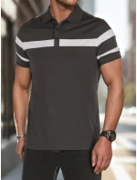 Pánská polokošile s pruhy tmavě šedá Dstreet PX0630