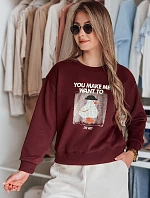Dámská oversize mikina s potiskem GOOSHY vínová FashionStreet BY1426