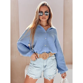 Dámská mušelínová košile oversize modrá Dstreet model 21989198 - FashionStreet Dámská mušelínová košile oversize modrá Dstreet model 21989198 - FashionStreet