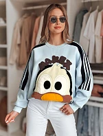 Dámská oversize mikina se záplatami CUTE MAKEX modrá FashionStreet BY1490
