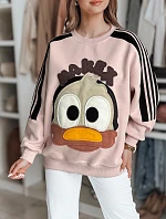 Dámská oversize mikina se záplatami CUTE MAKEX růžová FashionStreet BY1493