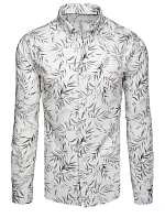Pánská bílá košile s listy FashionStreet DX2638