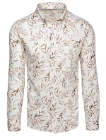 Pánská bílá košile s listy FashionStreet DX2639