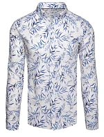 Pánská bílá košile s listy FashionStreet DX2640