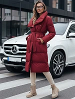 Dámský dlouhý prošívaný kabát FAVI bordó FashionStreet TY4961