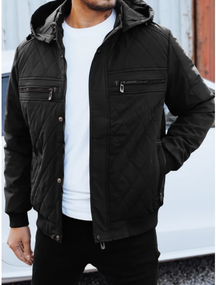 Pánská přechodná prošívaná bunda s kapucí černá Dstreet TX5037 Pánská přechodná prošívaná bunda s kapucí černá Dstreet TX5037