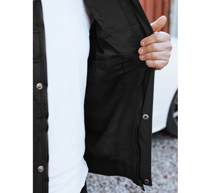 Pánská přechodná prošívaná bunda s kapucí černá Dstreet TX5037 Pánská přechodná prošívaná bunda s kapucí černá Dstreet TX5037