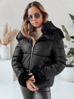 Dámská krátká bunda s kožešinou černá Dstreet TY5067