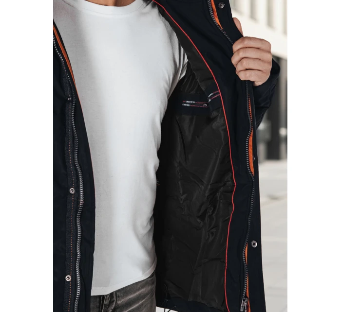 Pánská zimní bunda s kapucí tmavě modrá Dstreet TX5043 Pánská zimní bunda s kapucí tmavě modrá Dstreet TX5043