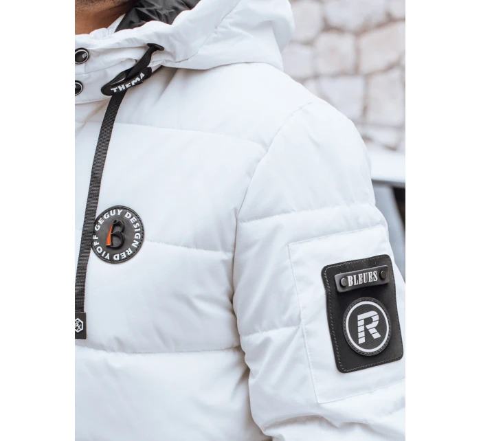 Pánská prošívaná zimní bunda s kapucí bílá Dstreet TX5056 Pánská prošívaná zimní bunda s kapucí bílá Dstreet TX5056