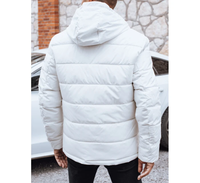 Pánská prošívaná zimní bunda s kapucí bílá Dstreet TX5056 Pánská prošívaná zimní bunda s kapucí bílá Dstreet TX5056