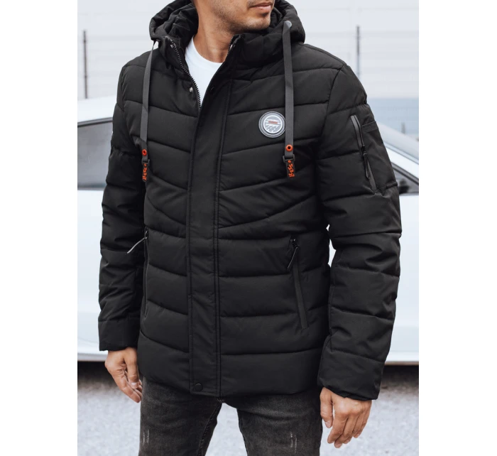 Pánská prošívaná zimní bunda s kapucí černá Dstreet TX5059 Pánská prošívaná zimní bunda s kapucí černá Dstreet TX5059