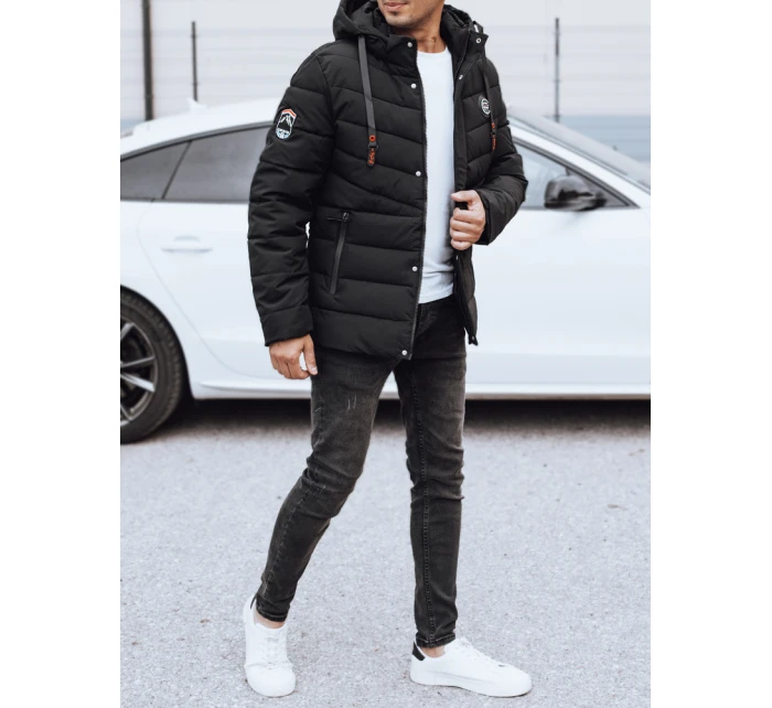 Pánská prošívaná zimní bunda s kapucí černá Dstreet TX5059 Pánská prošívaná zimní bunda s kapucí černá Dstreet TX5059