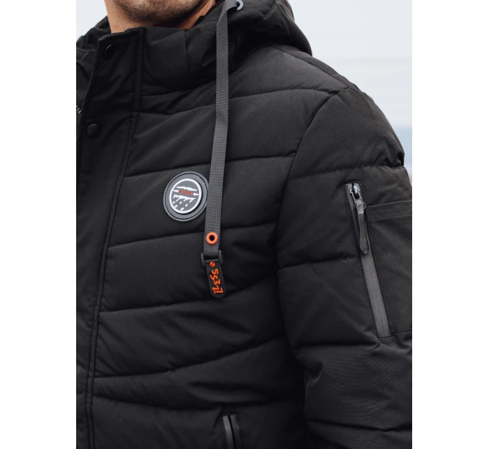 Pánská prošívaná zimní bunda s kapucí černá Dstreet TX5059 Pánská prošívaná zimní bunda s kapucí černá Dstreet TX5059