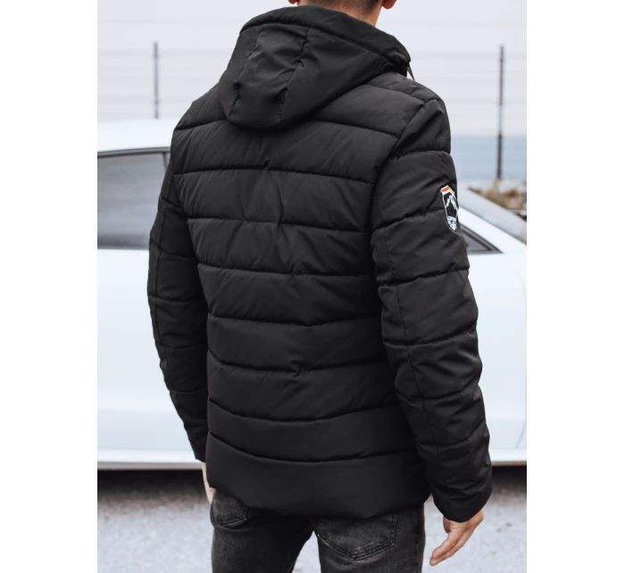 Pánská prošívaná zimní bunda s kapucí černá Dstreet TX5059 Pánská prošívaná zimní bunda s kapucí černá Dstreet TX5059