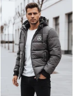 Pánská prošívaná zimní bunda s kapucí šedá Dstreet TX5073
