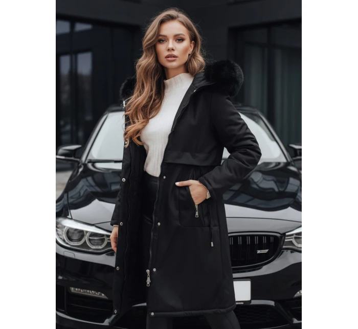 Dámská zimní bunda parka s kožešinou černá model 21991646 - Dstreet Dámská zimní bunda parka s kožešinou černá model 21991646 - Dstreet