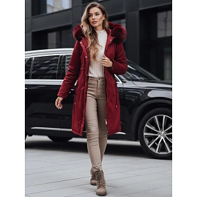 Dámská zimní bunda parka s kožešinou vínová FashionStreet TY5114 Dámská zimní bunda parka s kožešinou vínová FashionStreet TY5114