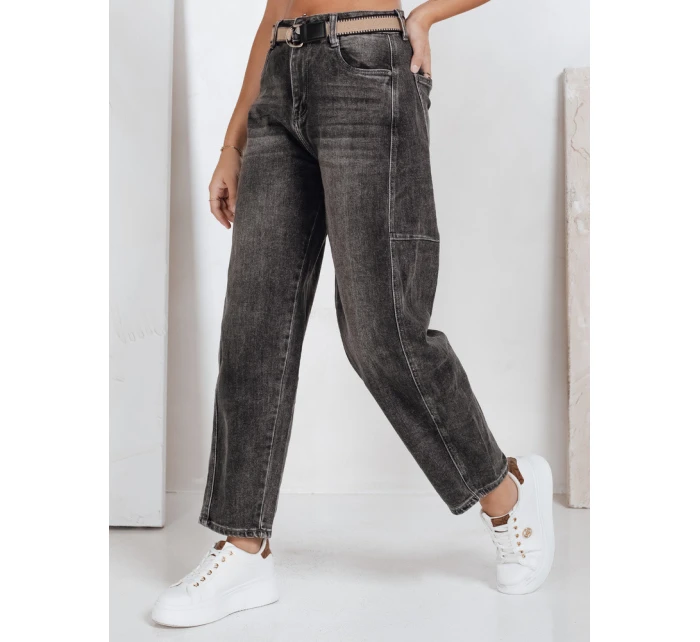Dámské široké džíny s páskem černé Dstreet UY2744 Dámské široké džíny s páskem černé Dstreet UY2744