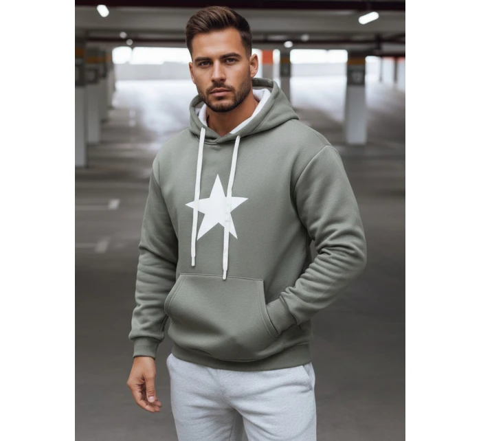 Pánská khaki mikina s kapucí Dstreet BX5928 Pánská khaki mikina s kapucí Dstreet BX5928