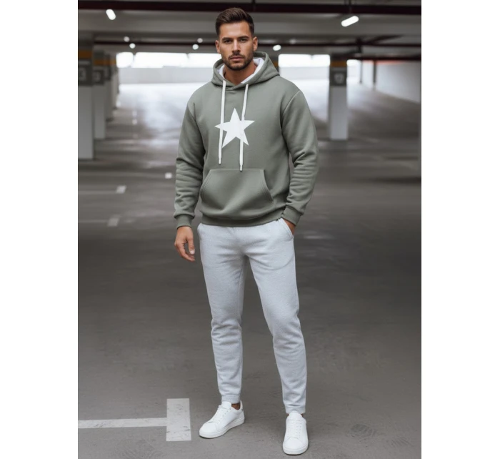 Pánská khaki mikina s kapucí Dstreet BX5928 Pánská khaki mikina s kapucí Dstreet BX5928