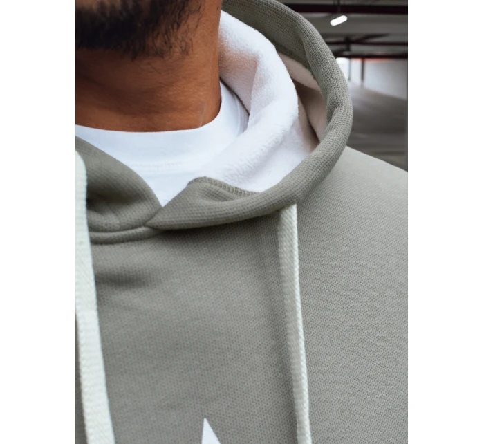 Pánská khaki mikina s kapucí Dstreet BX5928 Pánská khaki mikina s kapucí Dstreet BX5928