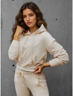 Dámská krémová mikina s kapucí model 21993523 - Dstreet