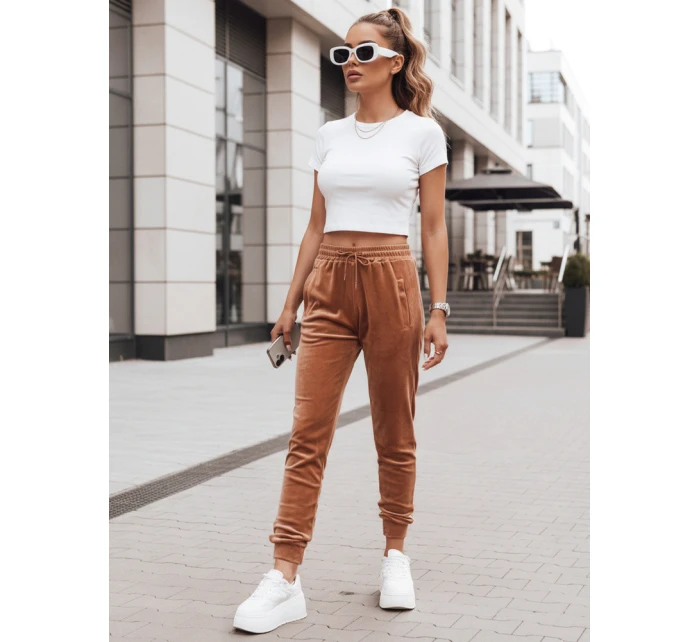 Dámské tepláky velur hnědé FashionStreet UY2838 Dámské tepláky velur hnědé FashionStreet UY2838