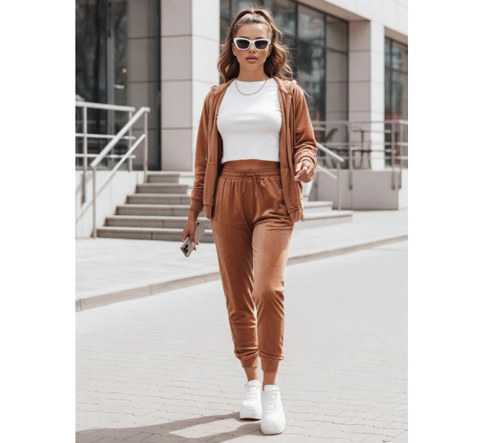 Dámské tepláky velur hnědé FashionStreet UY2838 Dámské tepláky velur hnědé FashionStreet UY2838