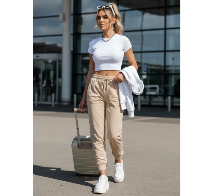 Dámské světle broskvové velurové tepláky Dstreet UY2840 Dámské světle broskvové velurové tepláky Dstreet UY2840