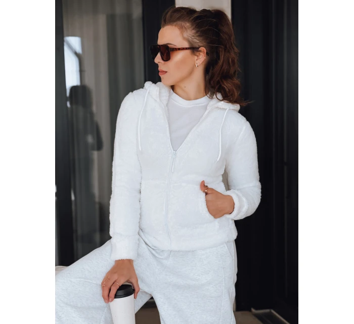 Dámská mikina s kapucí bílá model 21993683 - Dstreet Dámská mikina s kapucí bílá model 21993683 - Dstreet