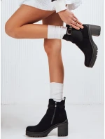 Dámské semišové kozačky na podpatku černé Dstreet ZY1215