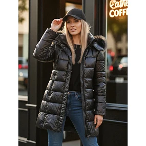 Dámská prošívaná zimní bunda s kožešinou SHINE černá Dstreet model 21993884 - FashionStreet