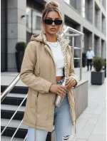 Kurtka parka damska z odpinanym kapturem beżowa FashionStreet TY5450