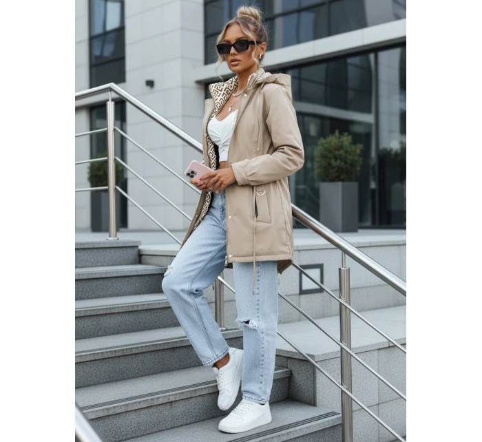 Kurtka parka damska z odpinanym kapturem beżowa FashionStreet TY5450 Kurtka parka damska z odpinanym kapturem beżowa FashionStreet TY5450
