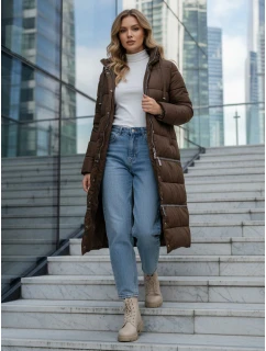 Dámská zimní dlouhá bunda hnědá Dstreet TY5475