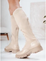 Dámské ponožkové boty béžové FashionStreet ZY1286