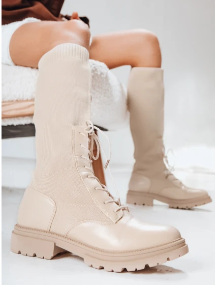 Dámské ponožkové boty béžové FashionStreet ZY1286 Dámské ponožkové boty béžové FashionStreet ZY1286