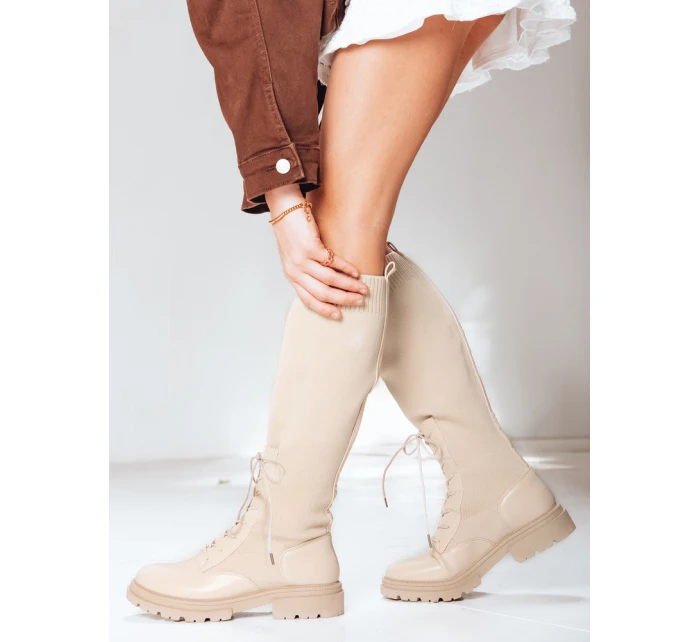 Dámské ponožkové boty béžové FashionStreet ZY1286 Dámské ponožkové boty béžové FashionStreet ZY1286