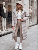 Płaszcz damski długi pikowany beżowy FashionStreet TY5485 Płaszcz damski długi pikowany beżowy FashionStreet TY5485