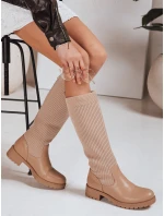 Dámské khaki ponožkové boty FashionStreet ZY1308 Dámské khaki ponožkové boty FashionStreet ZY1308