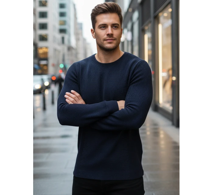 Pánský tmavě modrý svetr WX2296z Pánský tmavě modrý svetr WX2296z