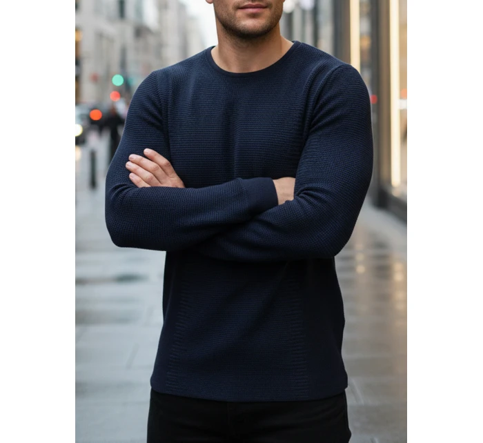 Pánský tmavě modrý svetr WX2296z Pánský tmavě modrý svetr WX2296z