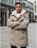 Pánská zimní bunda parka s kapucí béžová Dstreet TX4969z