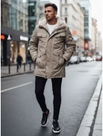 Pánská zimní bunda parka s kapucí béžová Dstreet TX4969z