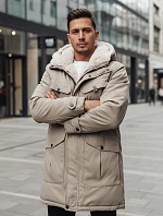 Pánská zimní bunda parka s kapucí béžová FashionStreet TX4969z