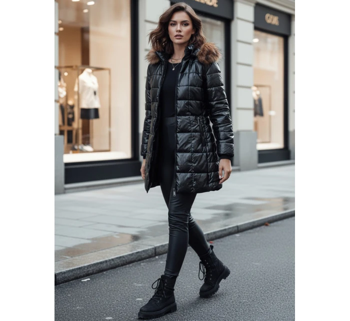 WINTERZIP dámská prošívaná zimní bunda s kapucí černá Dstreet TY4568z WINTERZIP dámská prošívaná zimní bunda s kapucí černá Dstreet TY4568z