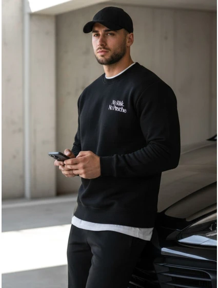 Pánská mikina s potiskem černá Dstreet BX5947 Pánská mikina s potiskem černá Dstreet BX5947