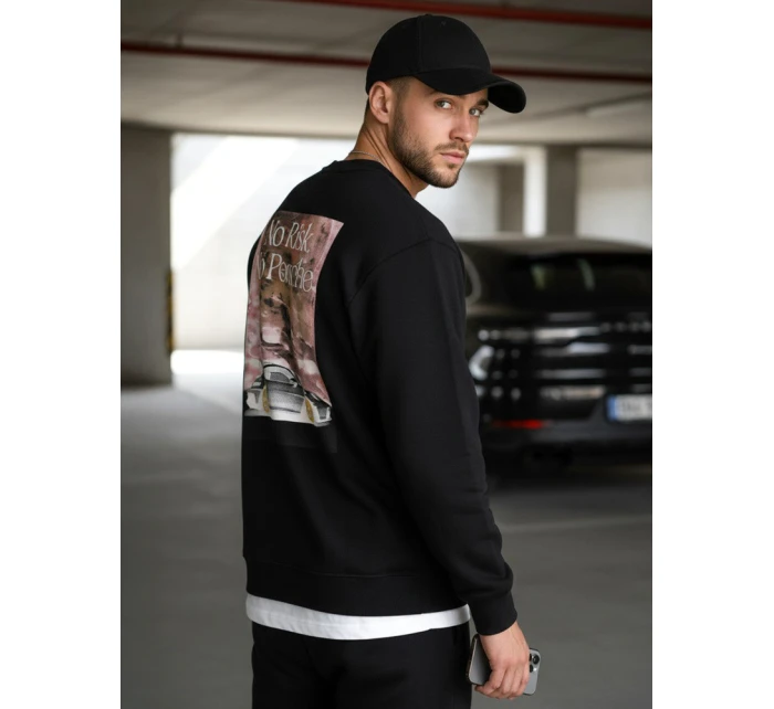 Pánská mikina s potiskem černá Dstreet BX5947 Pánská mikina s potiskem černá Dstreet BX5947